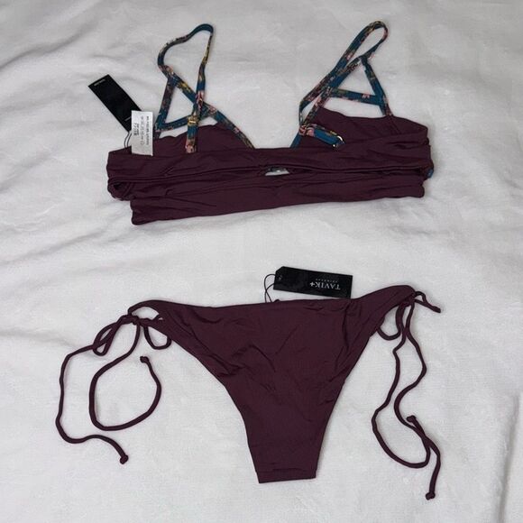 TAVIK JESSI Cutout Triangle Swim Top & JAX Swim Bottom Set Size Large - Picture 2 of 6